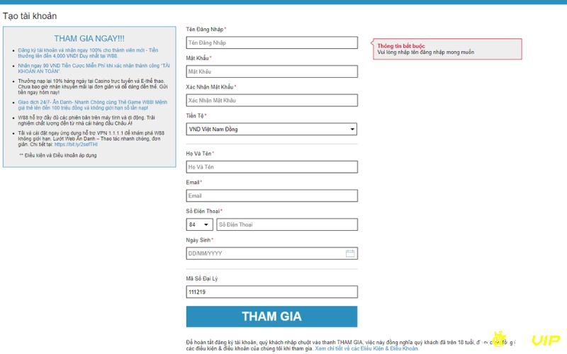 Đăng ký W88 cực kỳ đơn giản tại link vào W88