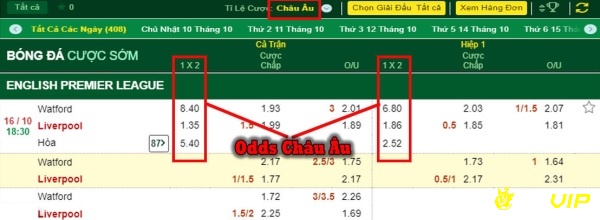 Hướng dẫn soi kèo bóng đá châu Âu theo tỷ lệ Odds