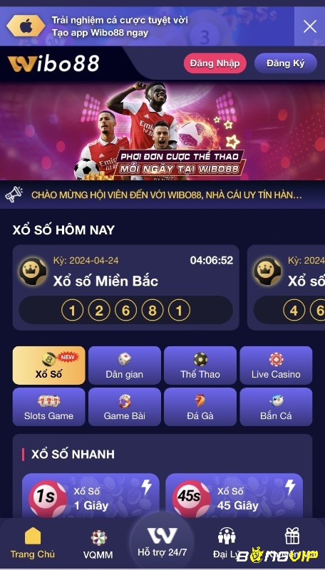 Kho game đa dạng trên app cược Wibo88