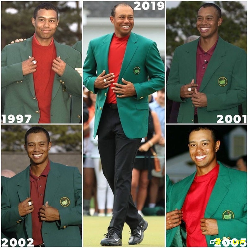 Hình ảnh Tiger Woods 5 lần nhận chức vô địch The Masters