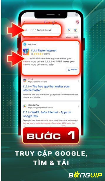 Anh em tải và cài đặt ứng dụng 1.1.1.1