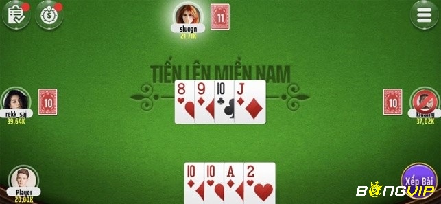 Sảnh ( 8 - J) trong game đánh bài tiến lên miền nam